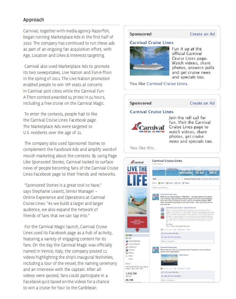 Carnival Cruise case study Facebook Ads