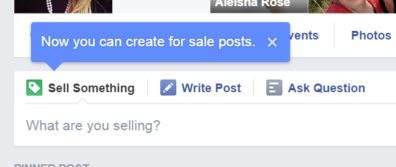 facebook pulsante sell something