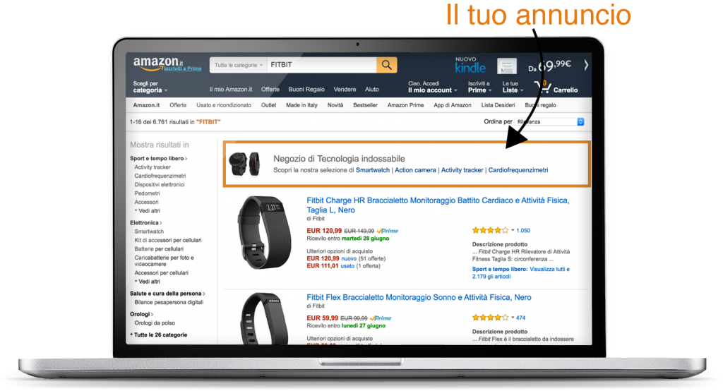 amazon advertising esempio annuncio a pagamento